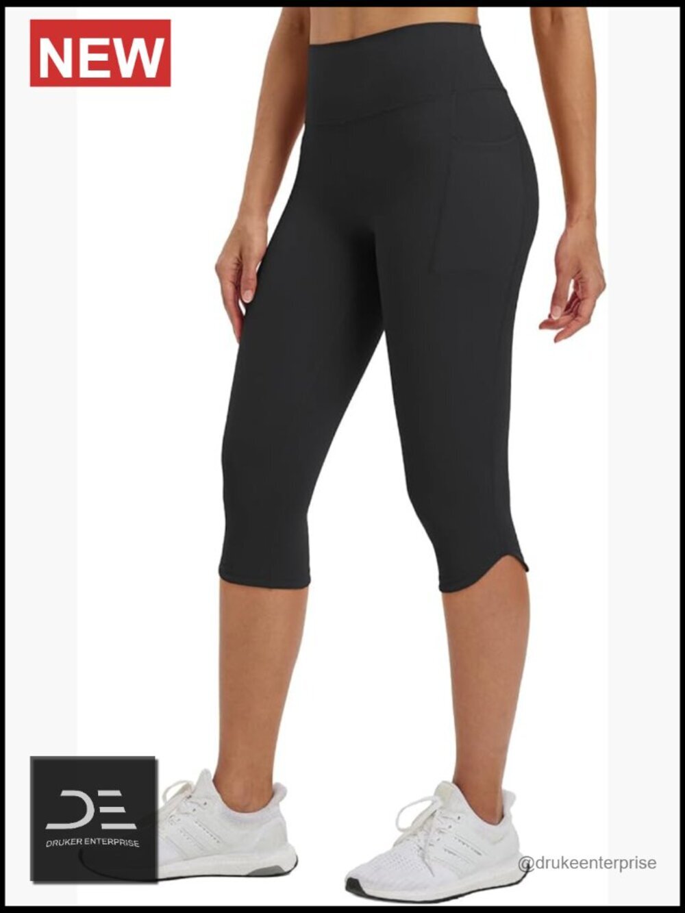 High Waisted Capri Leggings with Pockets Tummy Control Yoga